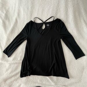 SO Black 3/4 Sleeve Keyhole Strappy Blouse size S